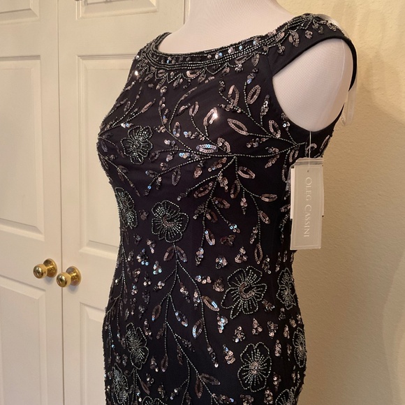 NWT Oleg Cassini Blue Navy Dress Size 10 - Picture 2 of 8